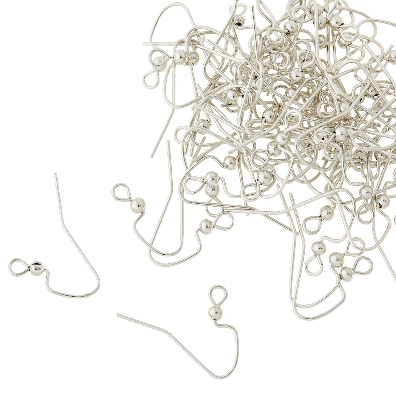 12 Pack: Rhodium Fishhook Earring with Ball by Bead Landing™